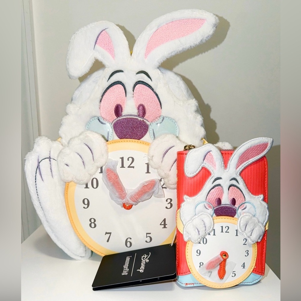 Loungefly Alice in Wonderland White Rabbit Backpack with Matching Wallet(see Pic